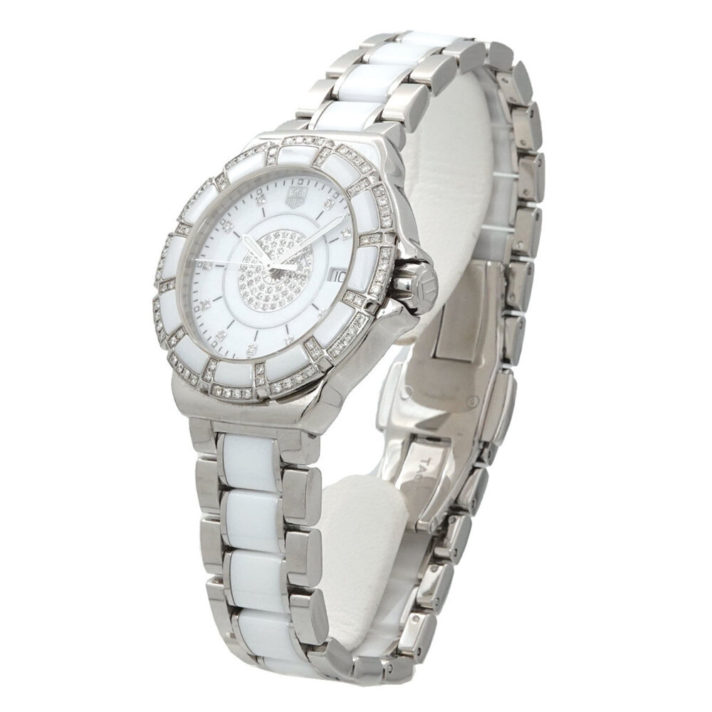 TAG Heuer Formula 1 WAH121D 10P Diamond Ladies Watch, Date, Bezel, White Cera...